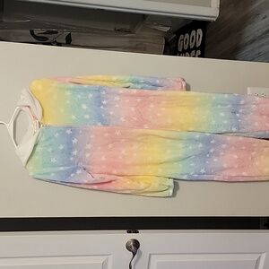 Plush rainbow onesie